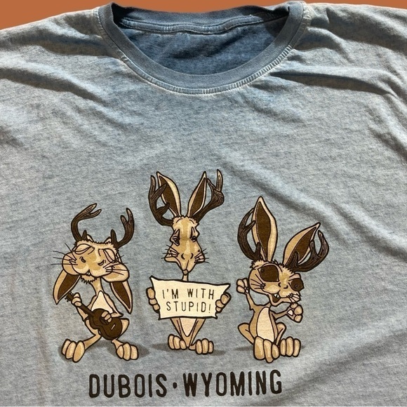 Wyoming single stitch animal nature rabbit t shirt color is blue - Picture 2 of 6